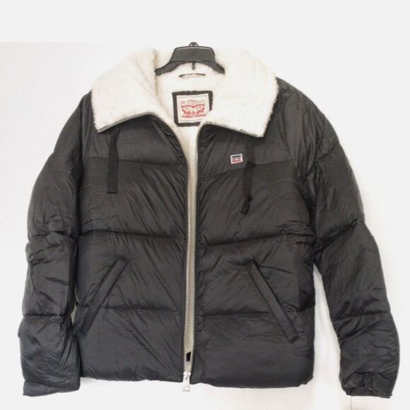 Levi's Jackets & Blazers - Levis Nylon Puffer Jacket Sherpa Black Zipper Up Women Size XL
